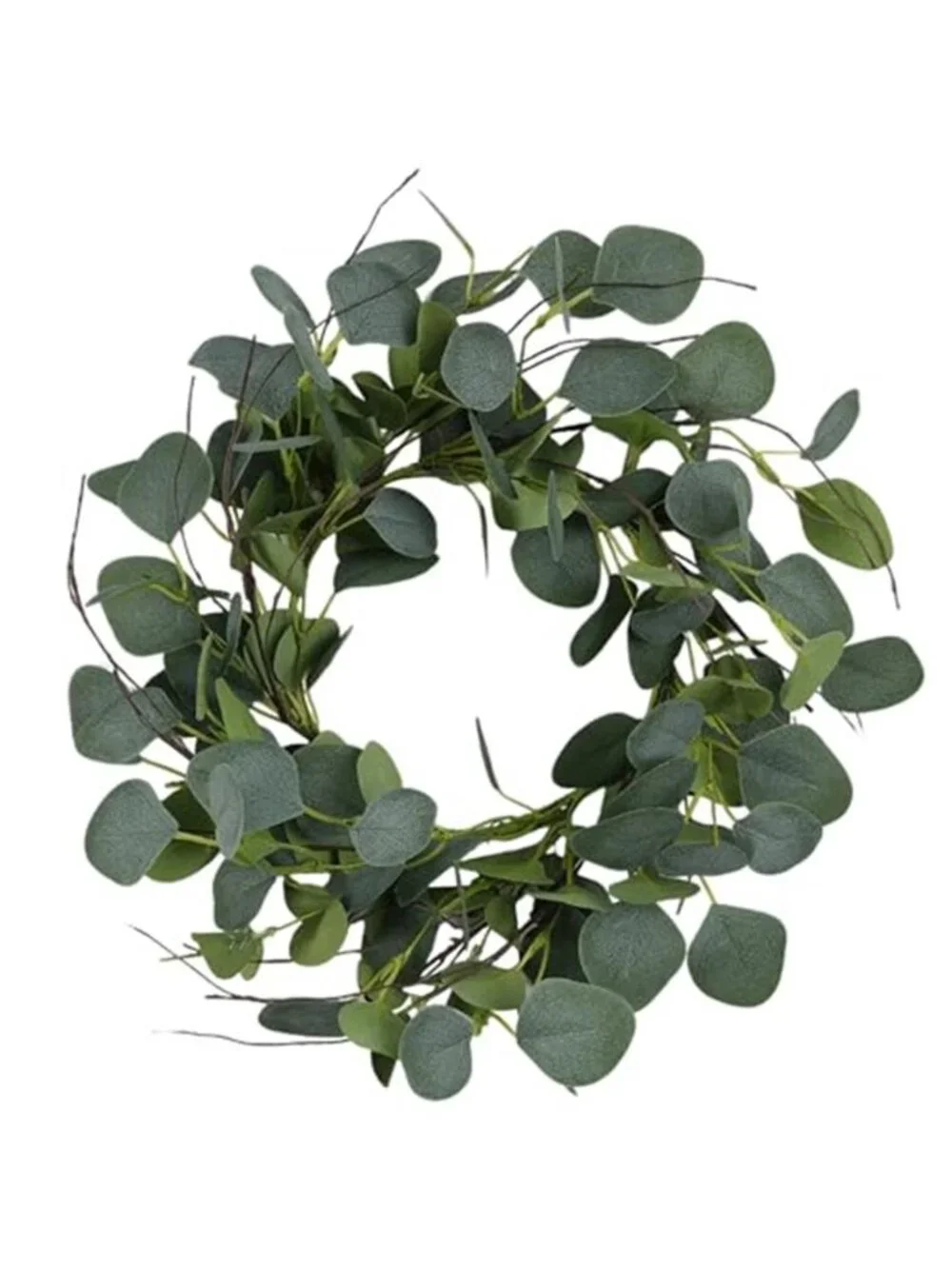 Eucalyptus Leaves Wreath Metal Polyester Green Wreath 15 Inches for The Front